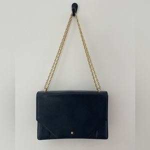 Banana Republic Black Gold Chain Leather Shoulder Bag
